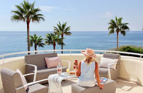Buenas Noches Apartment | First line beach. Exclusive urbanization. Large terrace with front sea views.