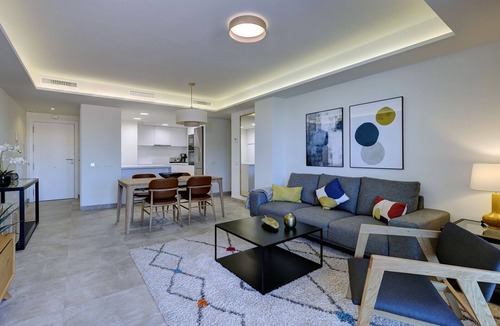 Historic Center of Estepona Apartment | Infinity luxury 2 bedroom apartment with roof top pool gym in Estepona Center