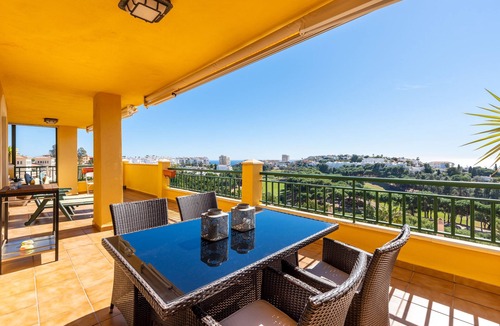 Torrequebrada Apartment | 'Spectacular View Apartment' with Sea View, Terrace, Shared Pool & Wi-Fi