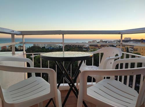 Hercules Paradise 531 - Mediterranean Sea View Terrace - Resort Pools & Gardens - 10 Min Beach - Central Benalmadena - Direct Train to Airport & Malaga - Fast Private WiFi - Remote Work and FireTV ready