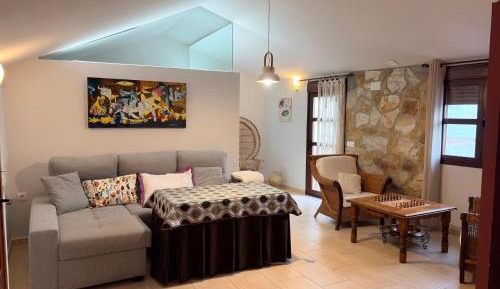 Apartamento dúplex que cuenta con dormitorio y salón en un solo espacio, con terraza.